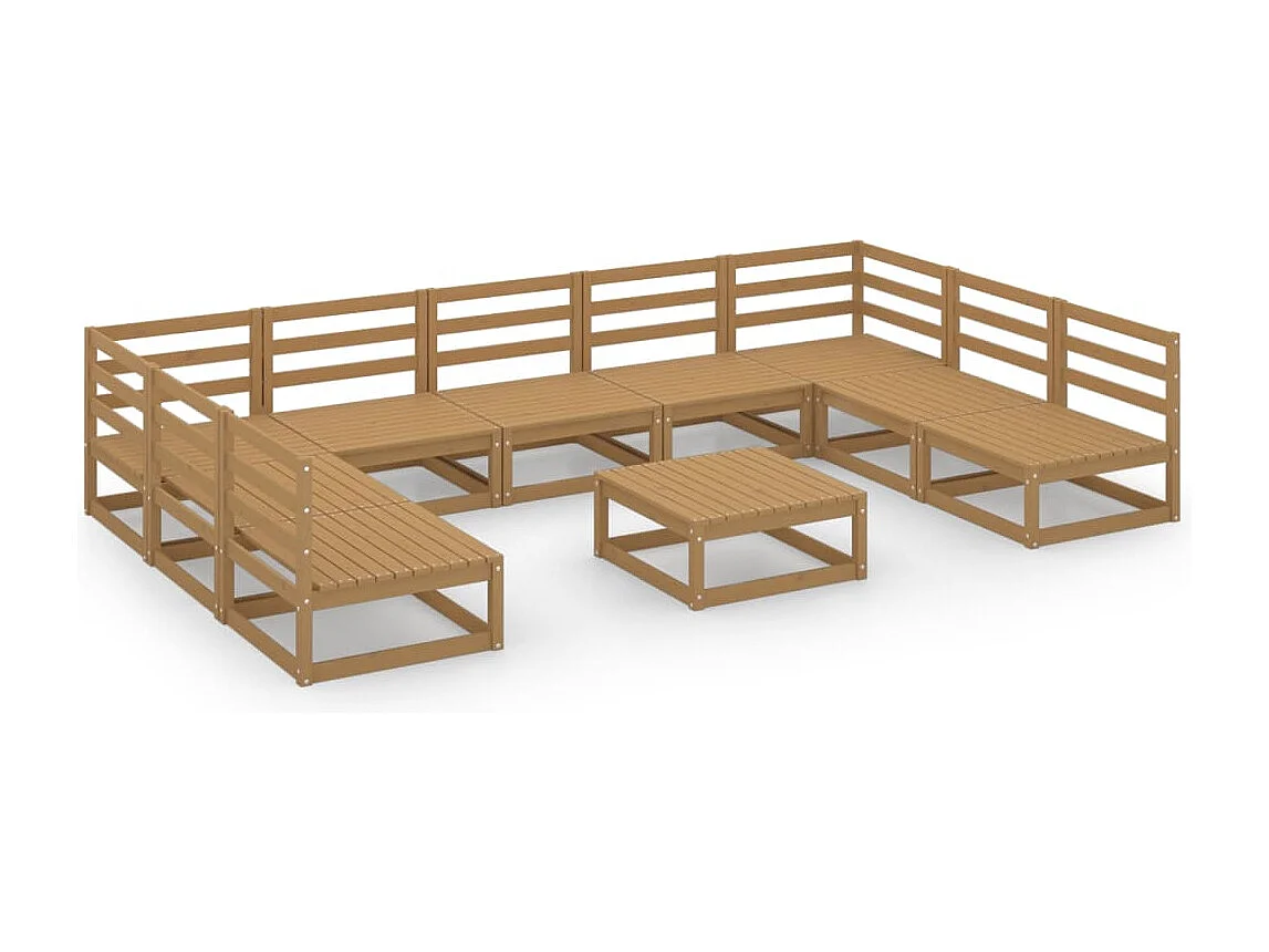 10-delige Loungeset massief grenenhout