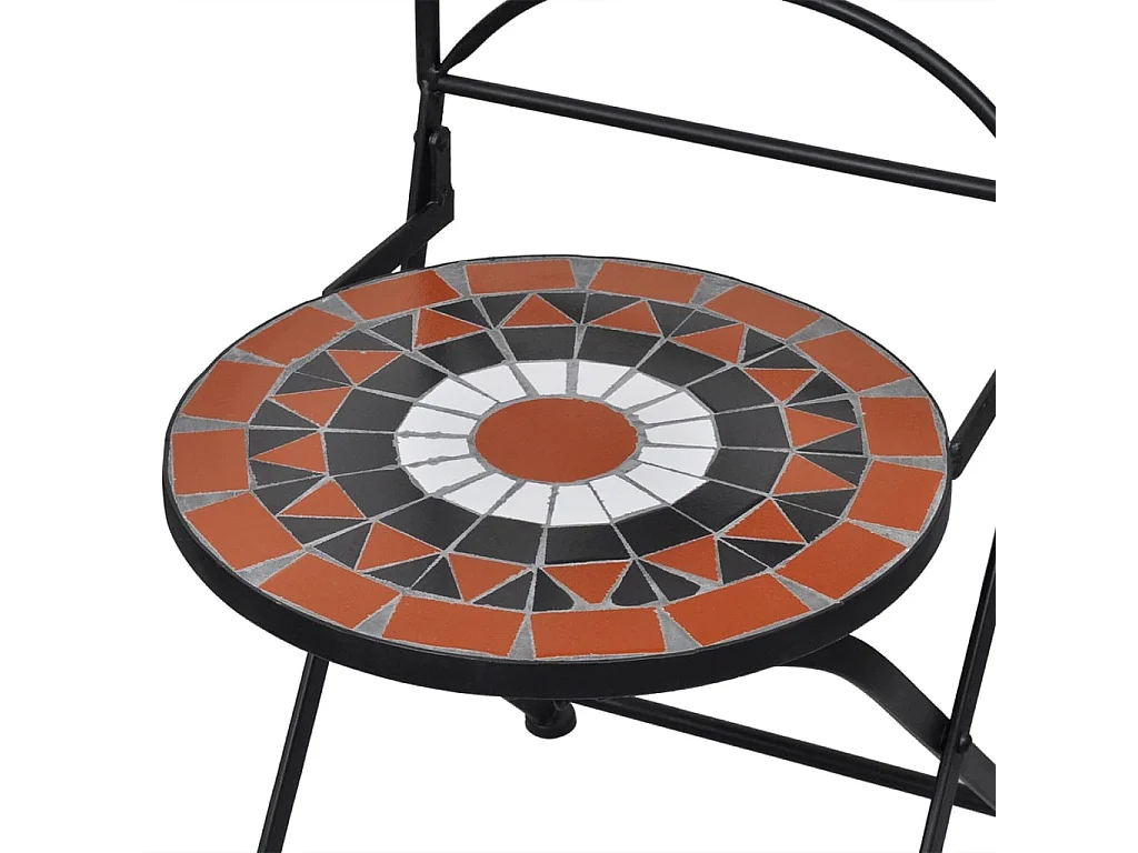 3-delige Bistroset keramische tegel terracotta en wit