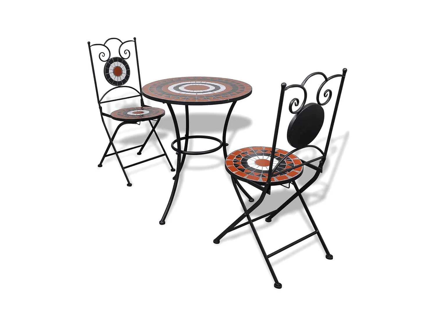 3-tlg. Bistro-Set Keramik Terrakotta und Weiß