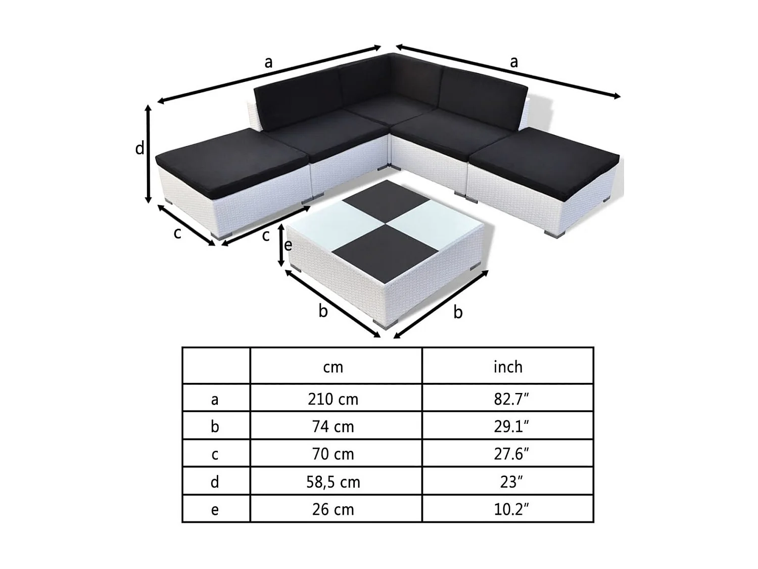 6-tlg. Garten-Lounge-Set mit Auflagen Poly Rattan Weiß