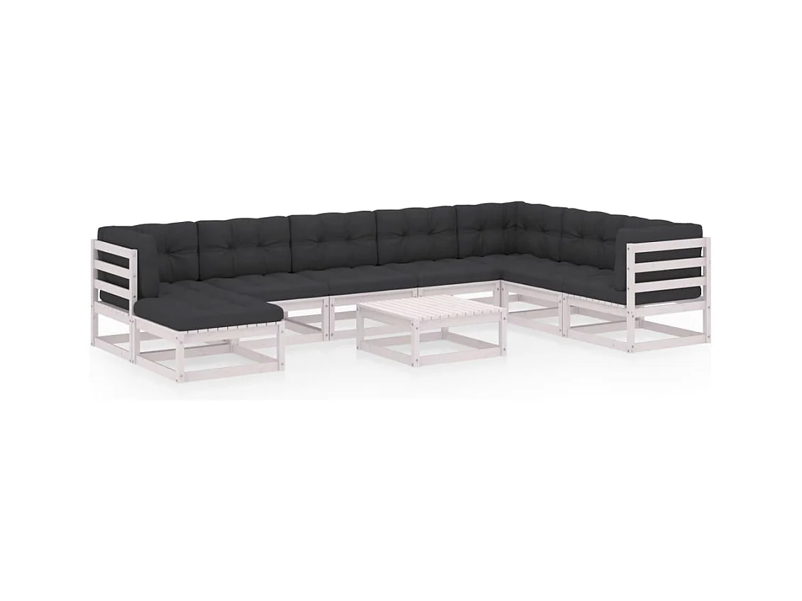 9-tlg. Garten-Lounge-Set mit Kissen Massivholz Kiefer