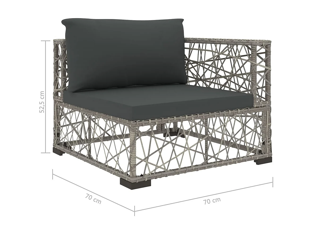 5-tlg. Garten-Lounge-Set mit Kissen Poly Rattan Grau
