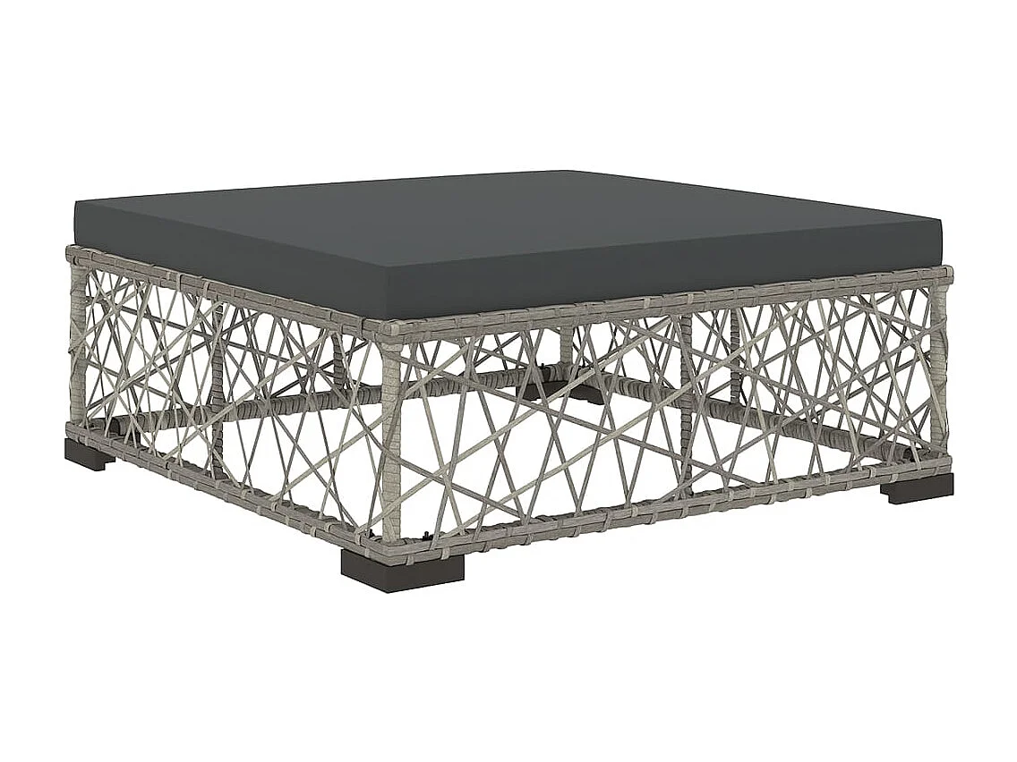 5-delige Loungeset met kussens poly rattan grijs