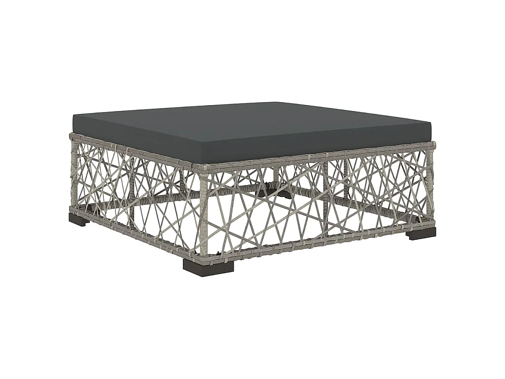 Set Divani da Giardino 5 pz con Cuscini in Polyrattan Grigio