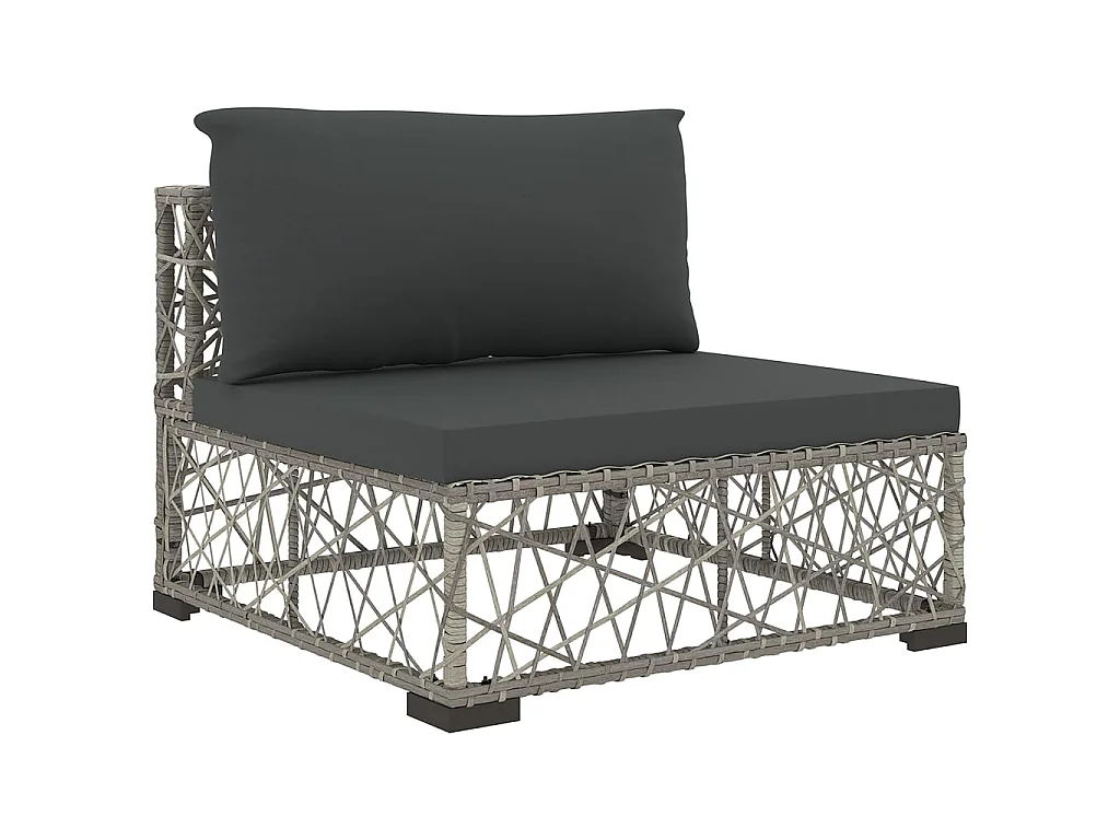 Set Divani da Giardino 5 pz con Cuscini in Polyrattan Grigio
