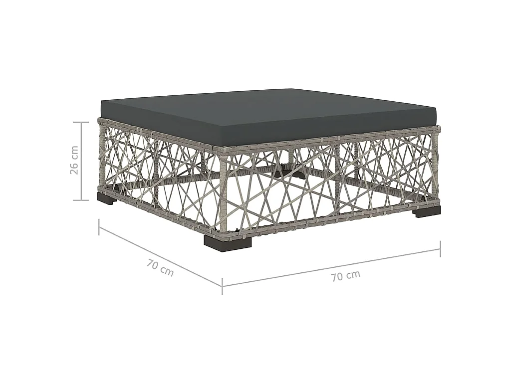 Set Divani da Giardino 5 pz con Cuscini in Polyrattan Grigio