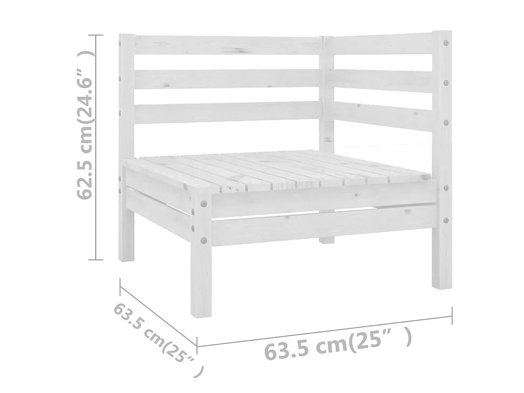 Set Salotto da Giardino 13 pz in Legno Massello di Pino Bianco