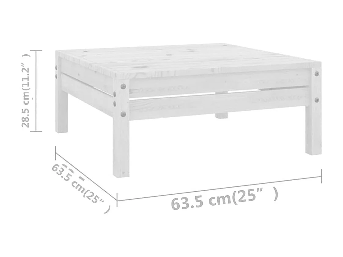 Set Salotto da Giardino 13 pz in Legno Massello di Pino Bianco