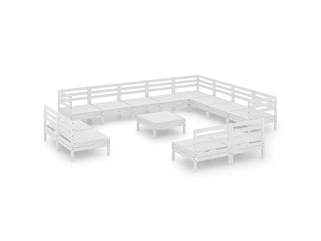 13 pcs conjunto lounge de jardim pinho maciço branco