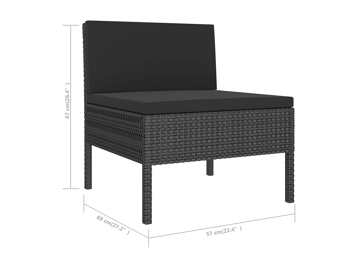 Salon de jardin 6 pcs avec coussins résine tressée noir