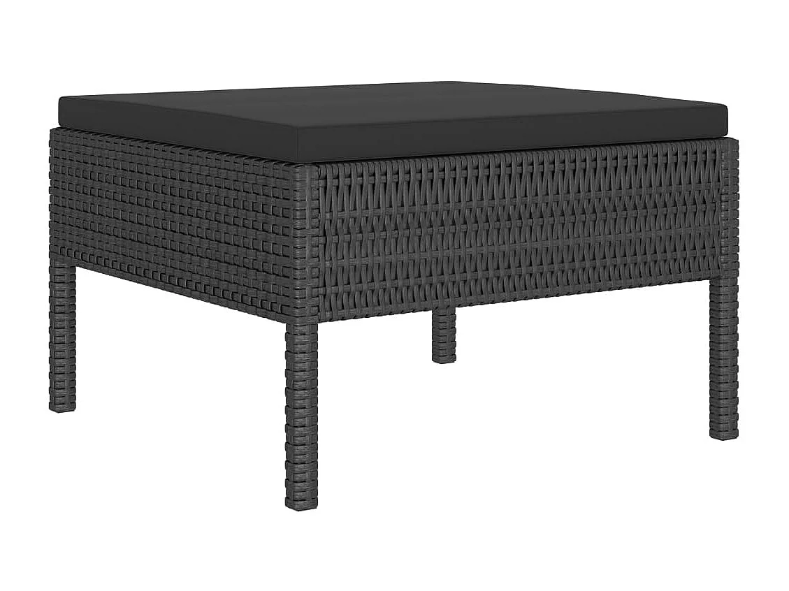 Salon de jardin 6 pcs avec coussins résine tressée noir