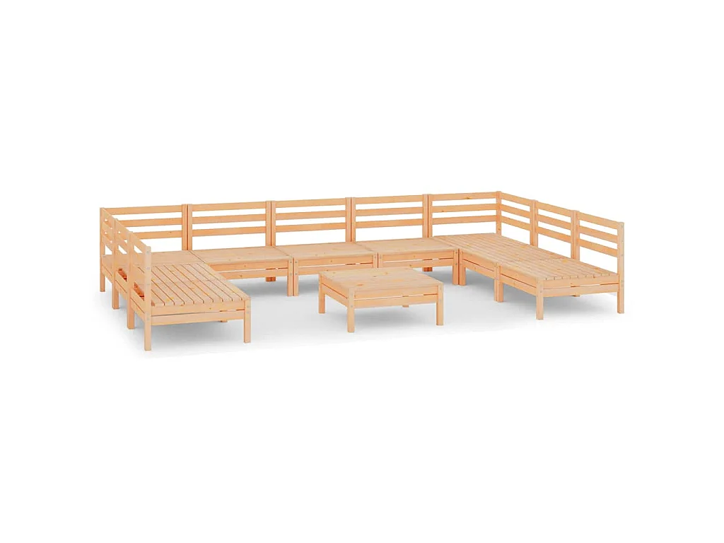 10-delige Loungeset massief grenenhout