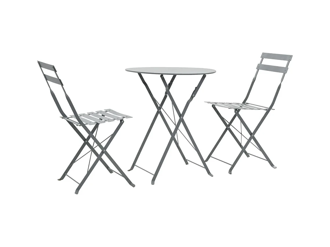 Mobilier de bistro 3 pcs Acier Gris