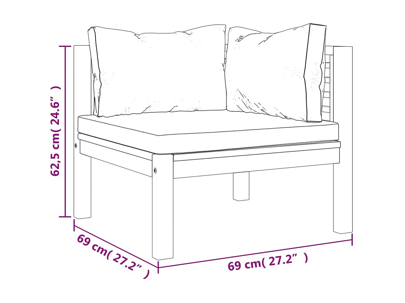 9-tlg. Garten-Lounge-Set mit Creme Kissen Massivholz Akazie