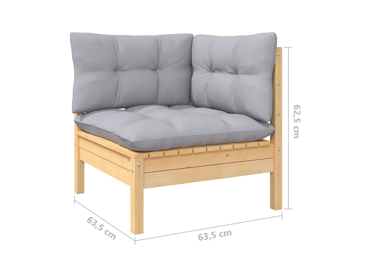 5-delige Loungeset met grijze kussens grenenhout