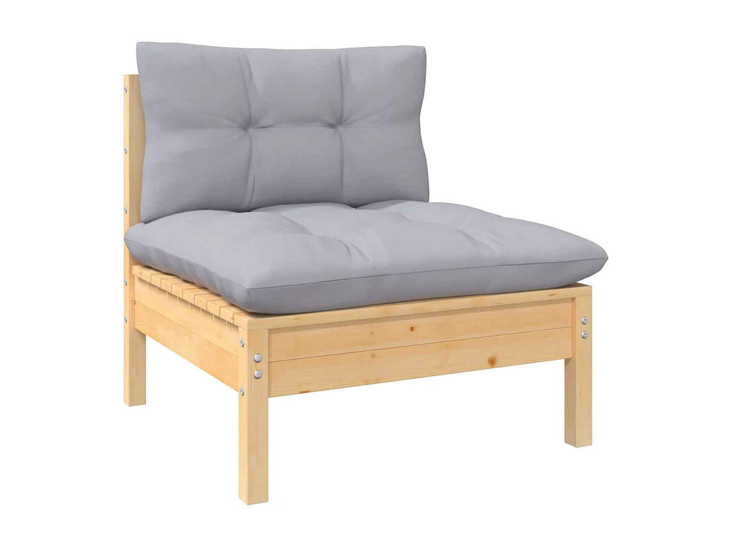 Set Divani da Giardino 5 pz con Cuscini Grigi Massello di Pino