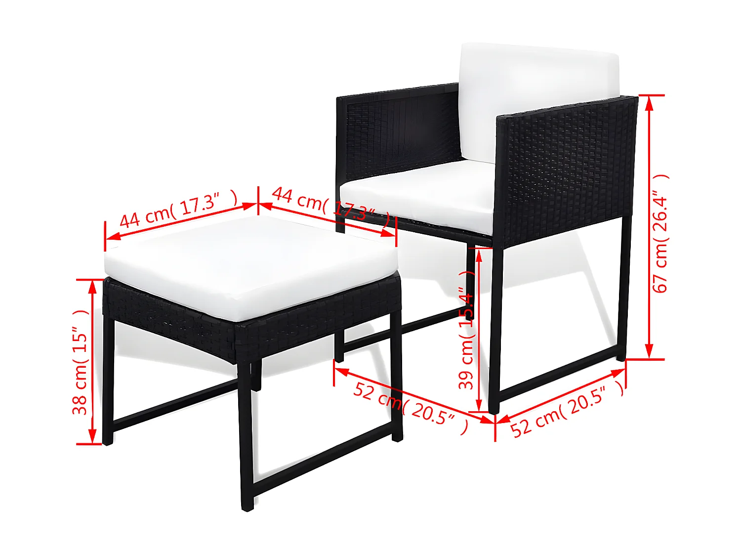 Salon de jardin 13 pcs avec coussins Résine tressée Noir