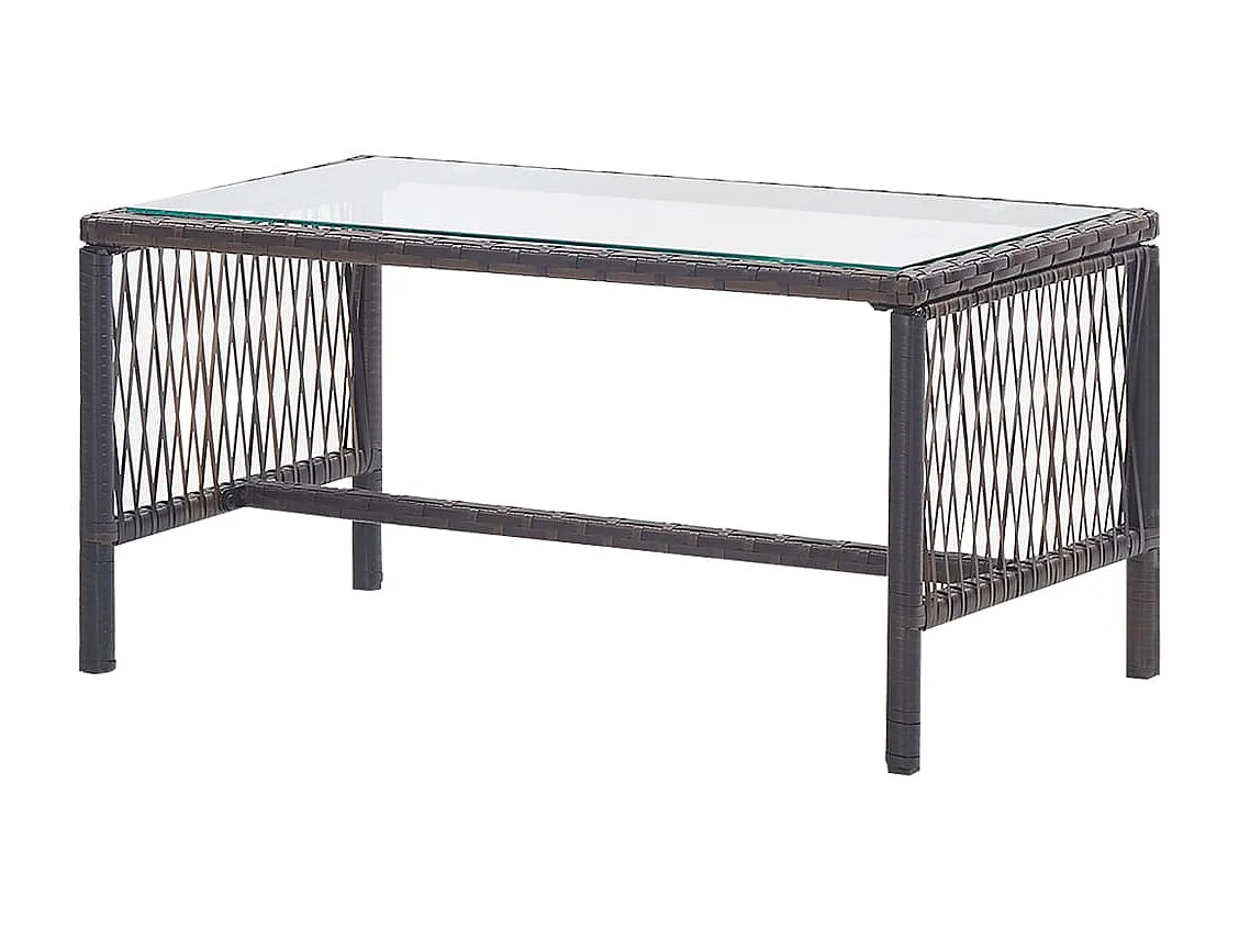 4-tlg. Garten-Lounge-Set mit Auflage Poly Rattan Braun