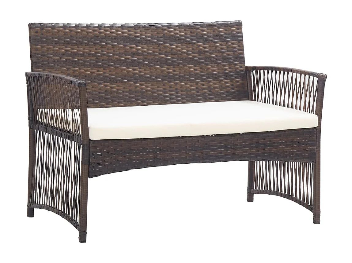 4-tlg. Garten-Lounge-Set mit Auflage Poly Rattan Braun