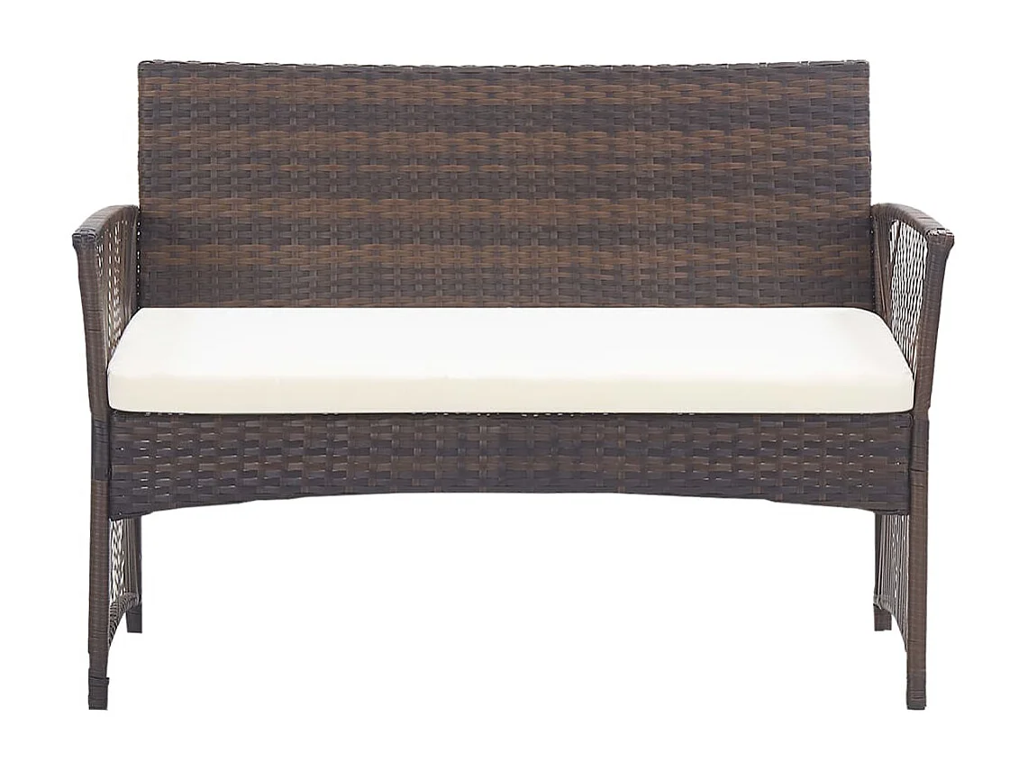 4-tlg. Garten-Lounge-Set mit Auflage Poly Rattan Braun