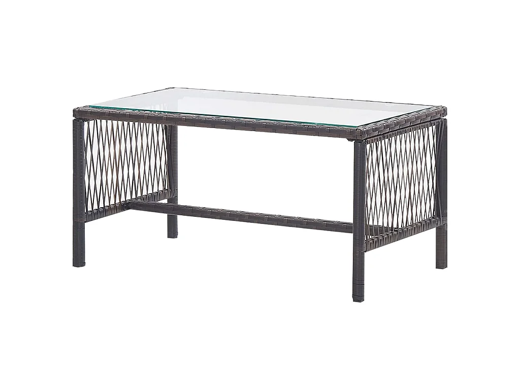 Set muebles de jardín 4 piezas y cojines ratán sintético marrón