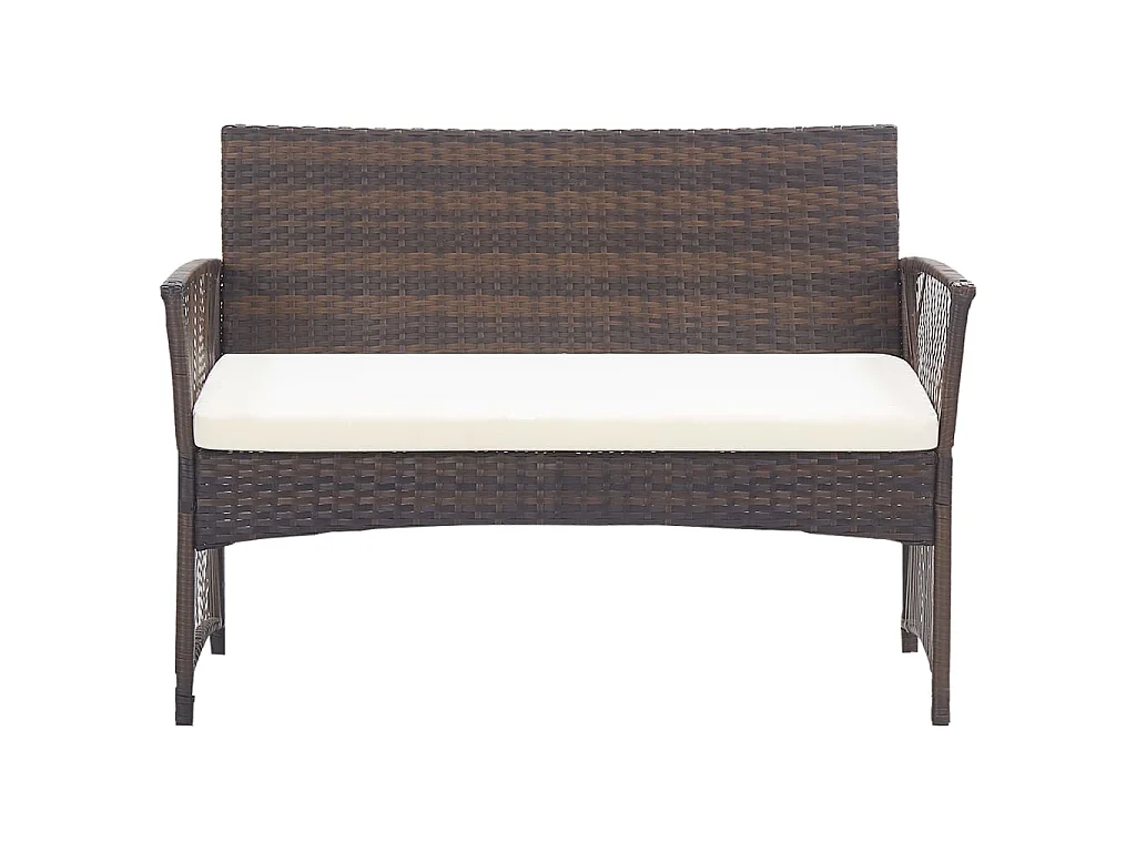 Set muebles de jardín 4 piezas y cojines ratán sintético marrón