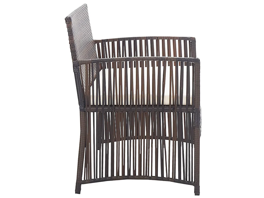 Set muebles de jardín 4 piezas y cojines ratán sintético marrón