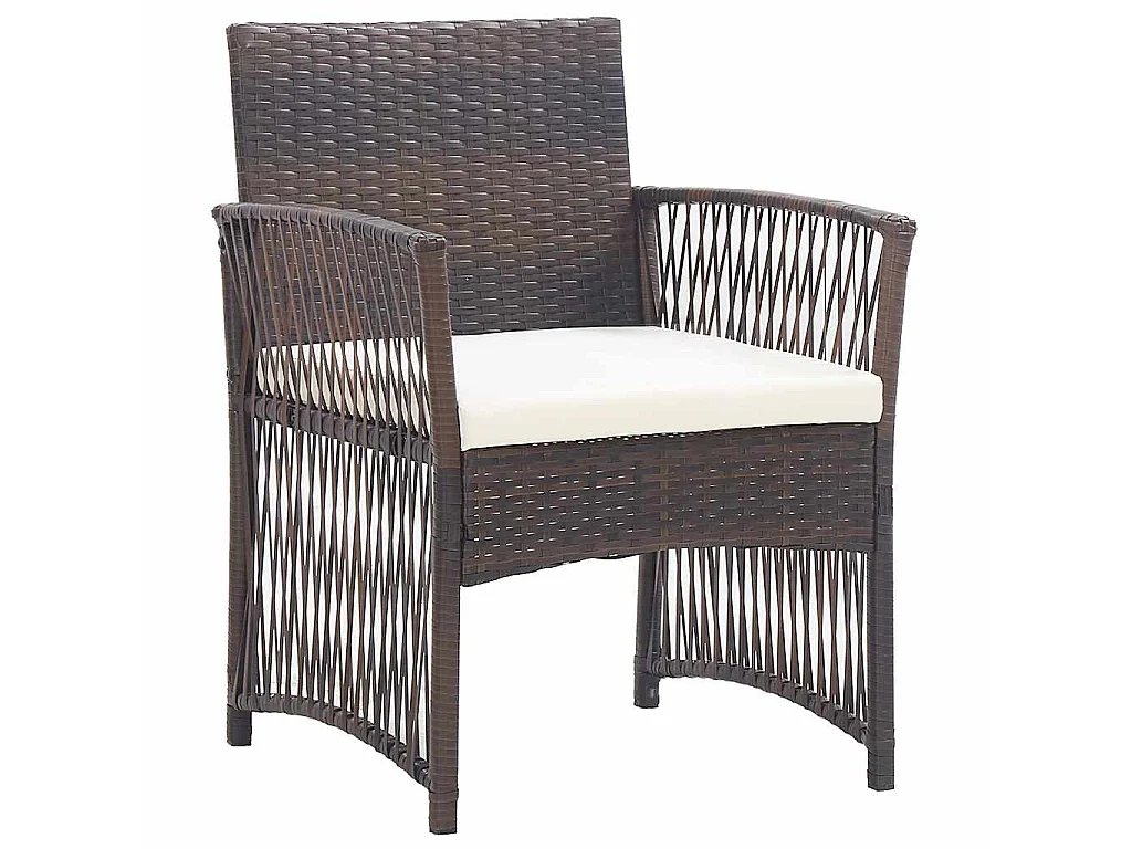 Salon de jardin 4 pcs avec coussin Résine tressée Marron
