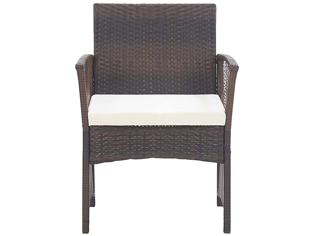 Salon de jardin 4 pcs avec coussin Résine tressée Marron