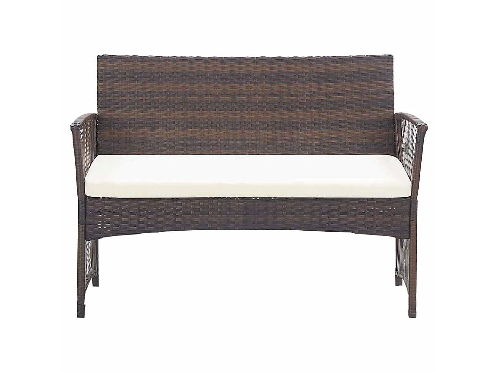 Salon de jardin 4 pcs avec coussin Résine tressée Marron