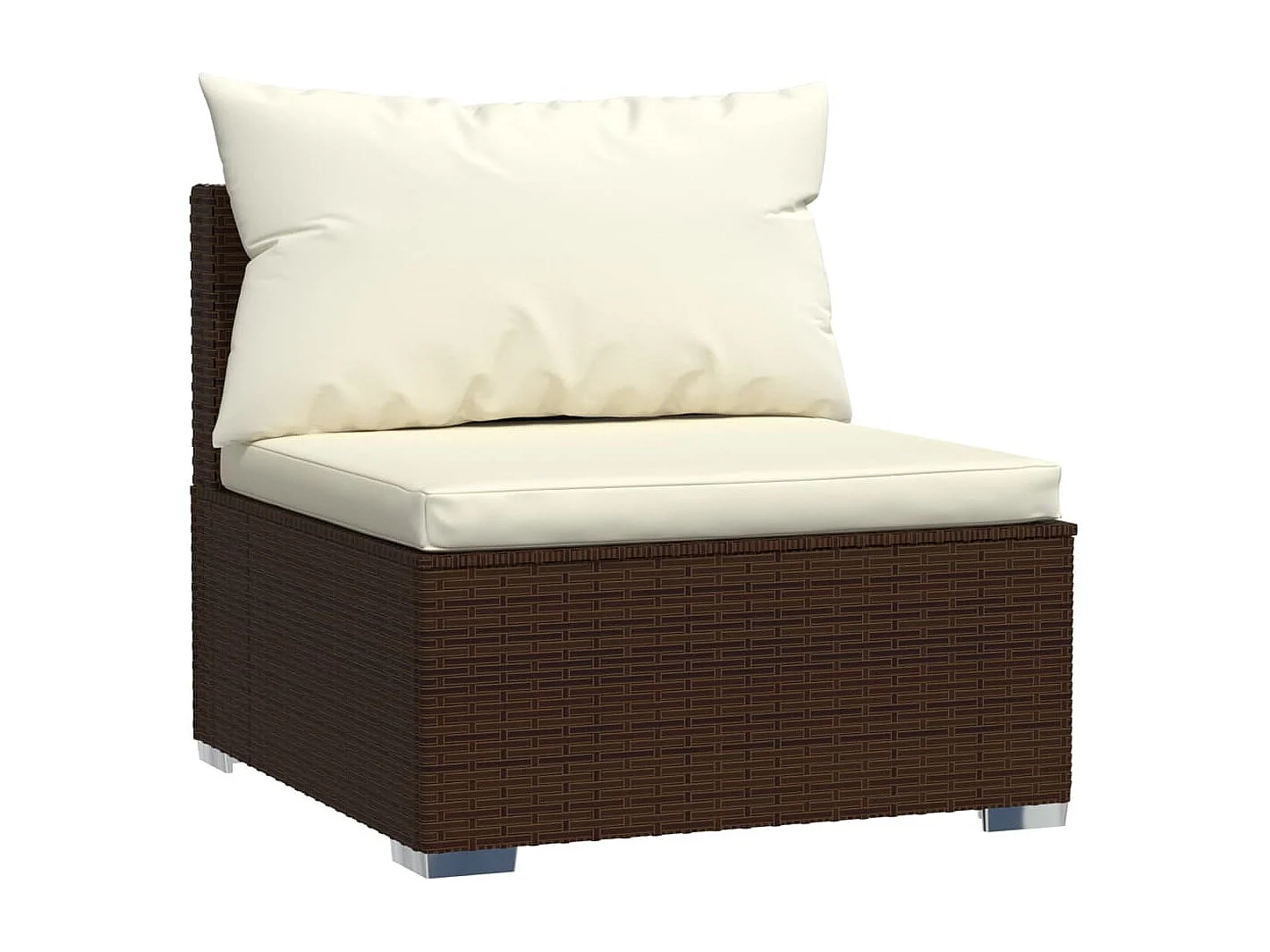 9 pcs conjunto lounge de jardim c/ almofadões vime PE castanho