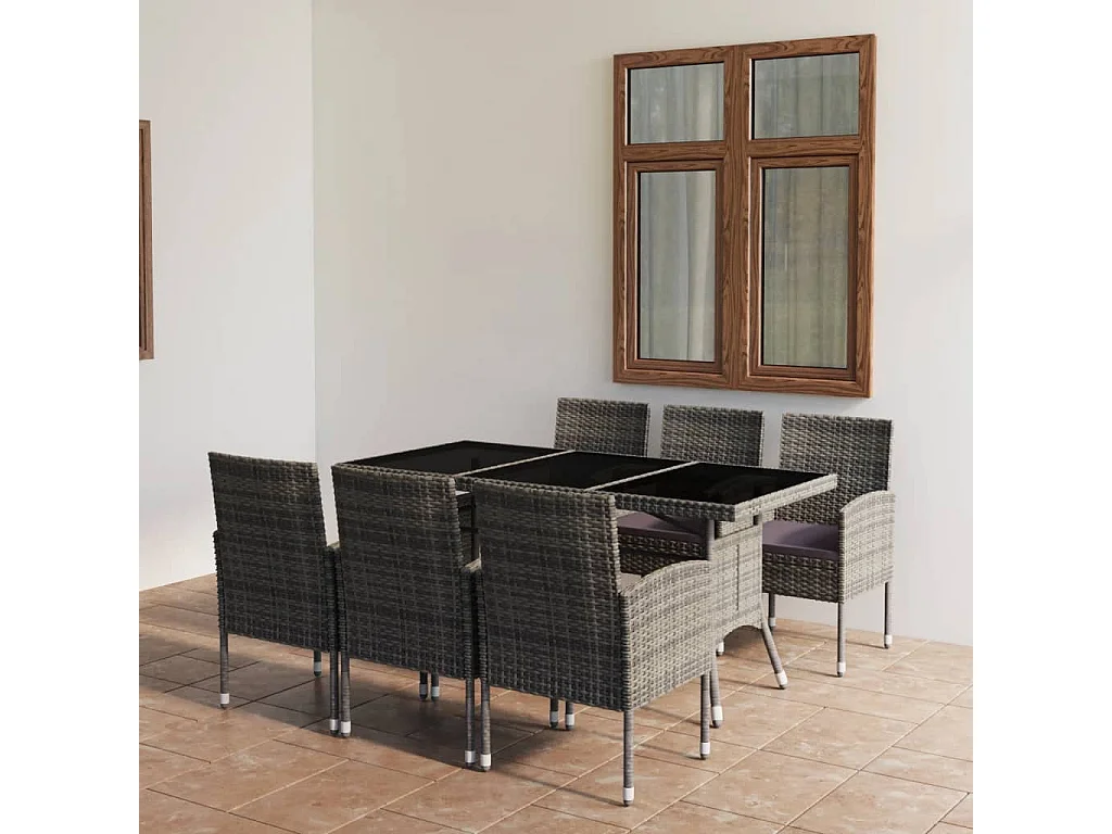 Ensemble à Manger de jardin 7pcs Résine tressée Anthracite gris