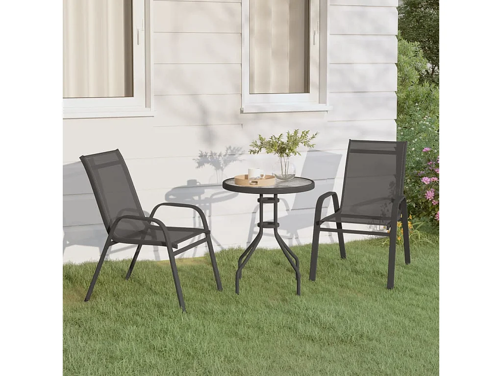 Ensemble de bistro de jardin 3 pcs Gris