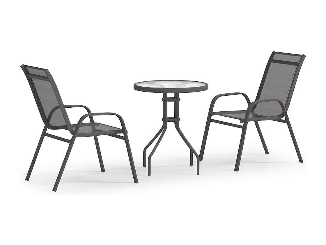 Ensemble de bistro de jardin 3 pcs Gris