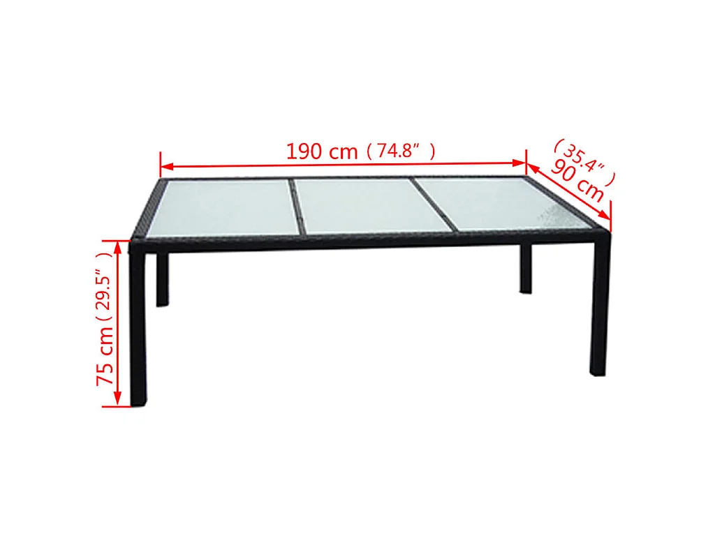 Set da Pranzo da Giardino 9 pz con Cuscini in Polyrattan Nero