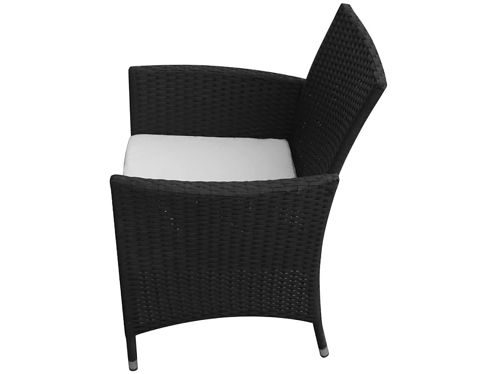 Set da Pranzo da Giardino 9 pz con Cuscini in Polyrattan Nero