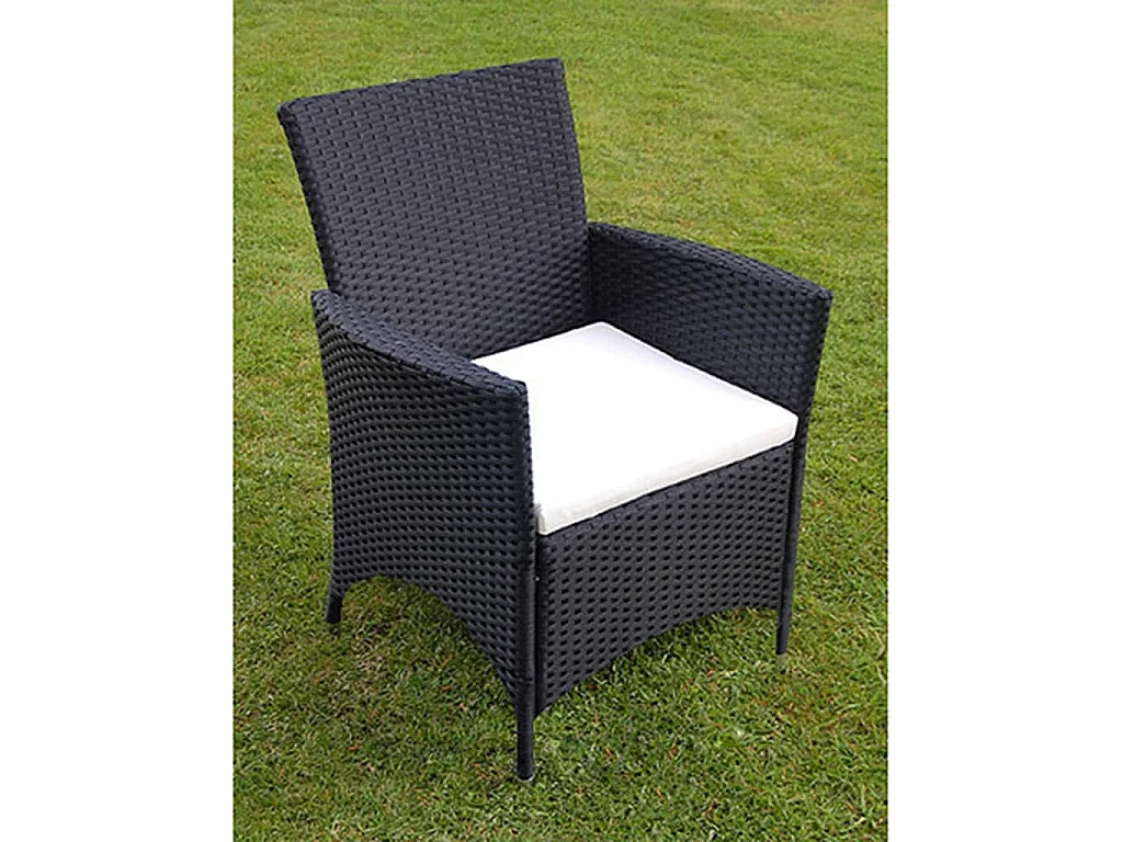 Set da Pranzo da Giardino 9 pz con Cuscini in Polyrattan Nero