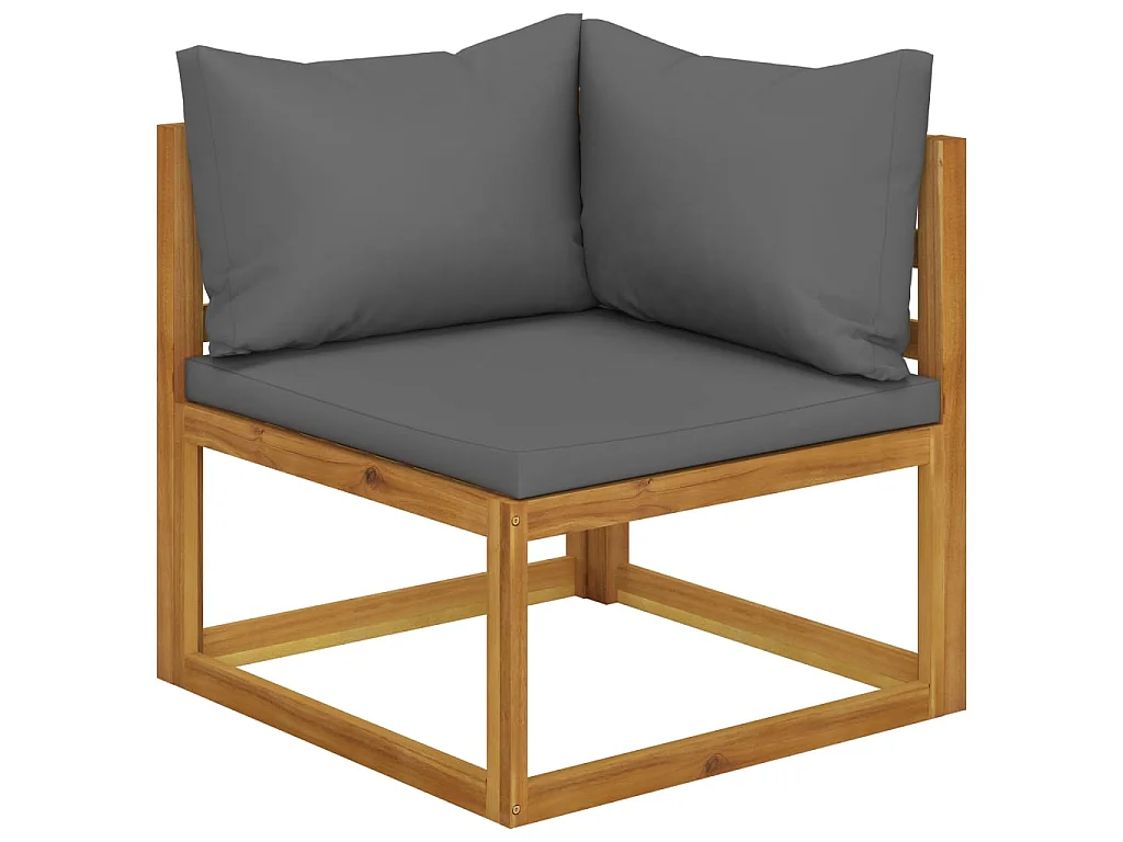 Juego de muebles jardín 6 pzas con cojines madera maciza acacia