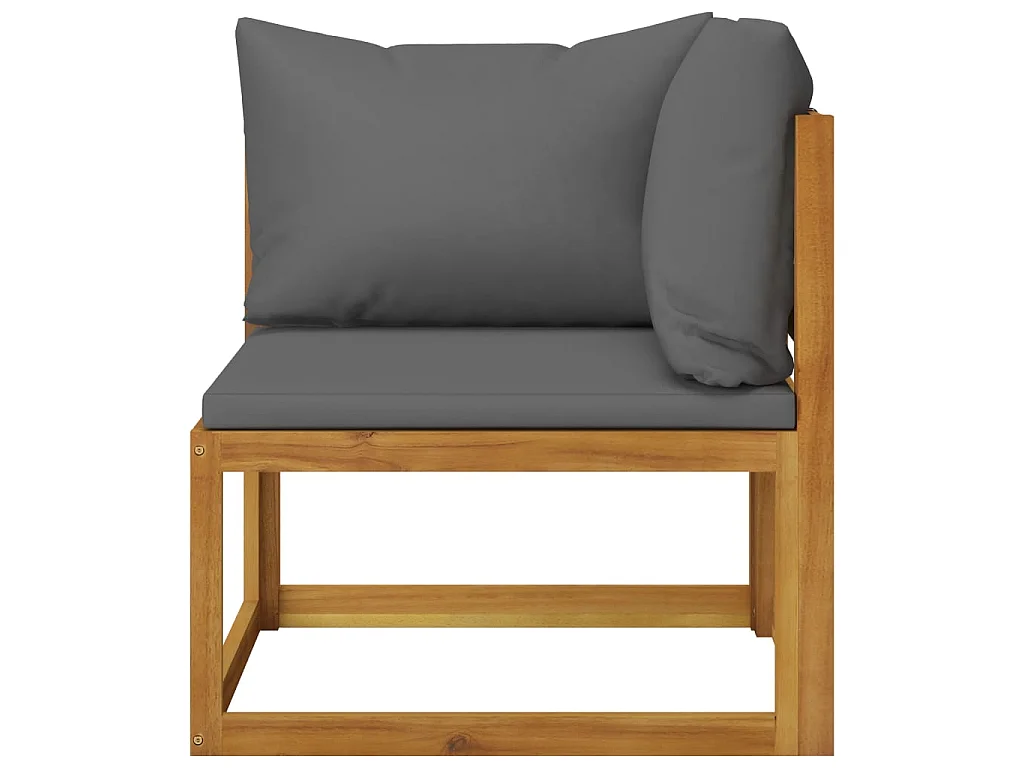 Juego de muebles jardín 6 pzas con cojines madera maciza acacia