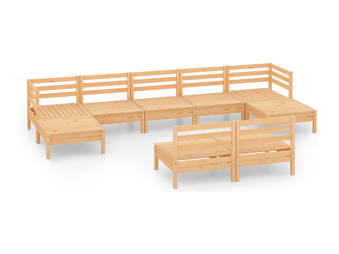 Salon de jardin 9 pcs Bois de pin massif
