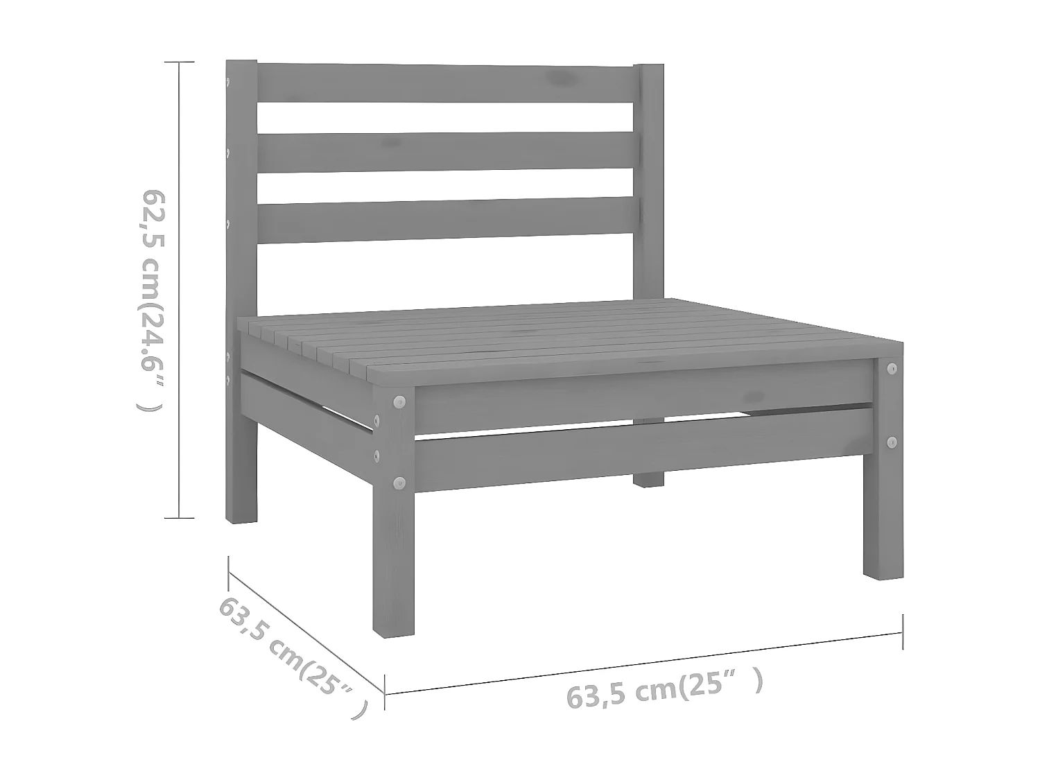 4 pcs conjunto lounge de jardim pinho maciço cinzento