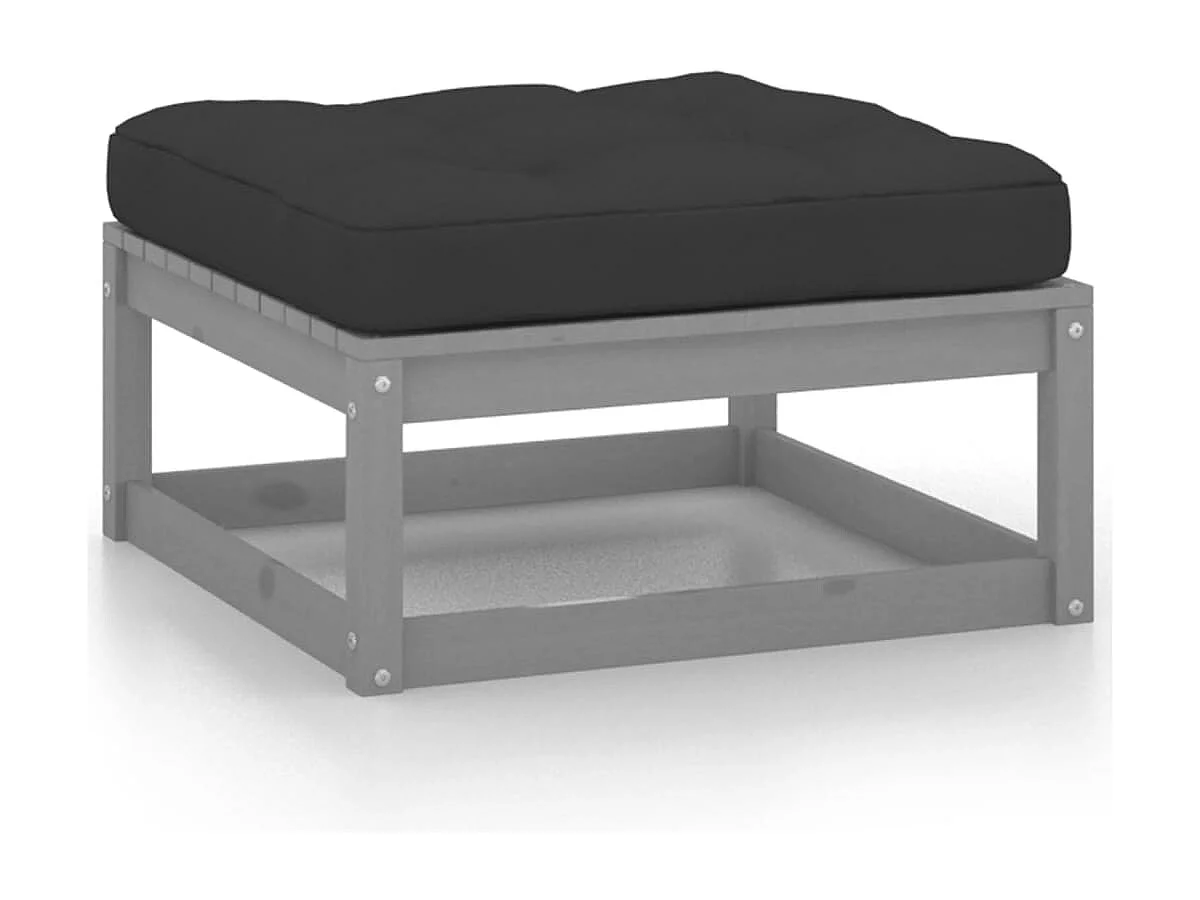 11-delige Loungeset met kussens massief grenenhout grijs