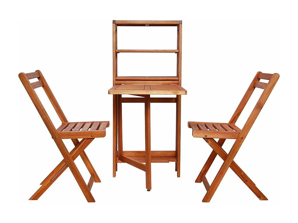 Mobilier de bistro pliable 3 pcs Bois d'acacia solide
