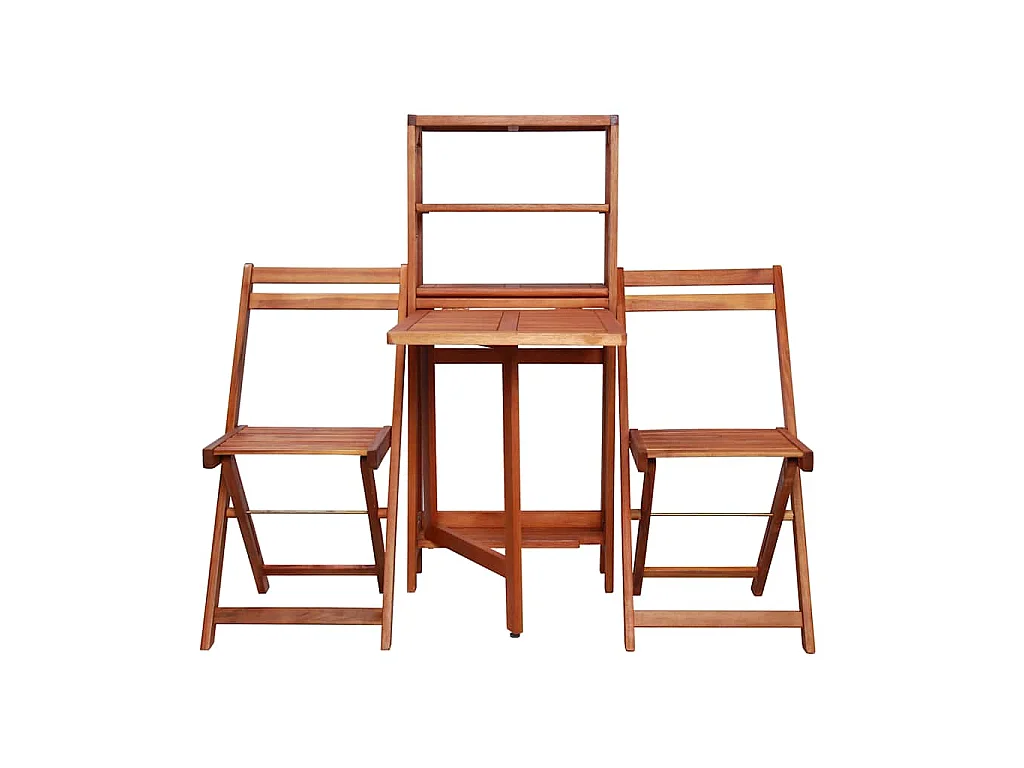 Set da Bistrot 3 pz Pieghevole in Legno Massello di Acacia