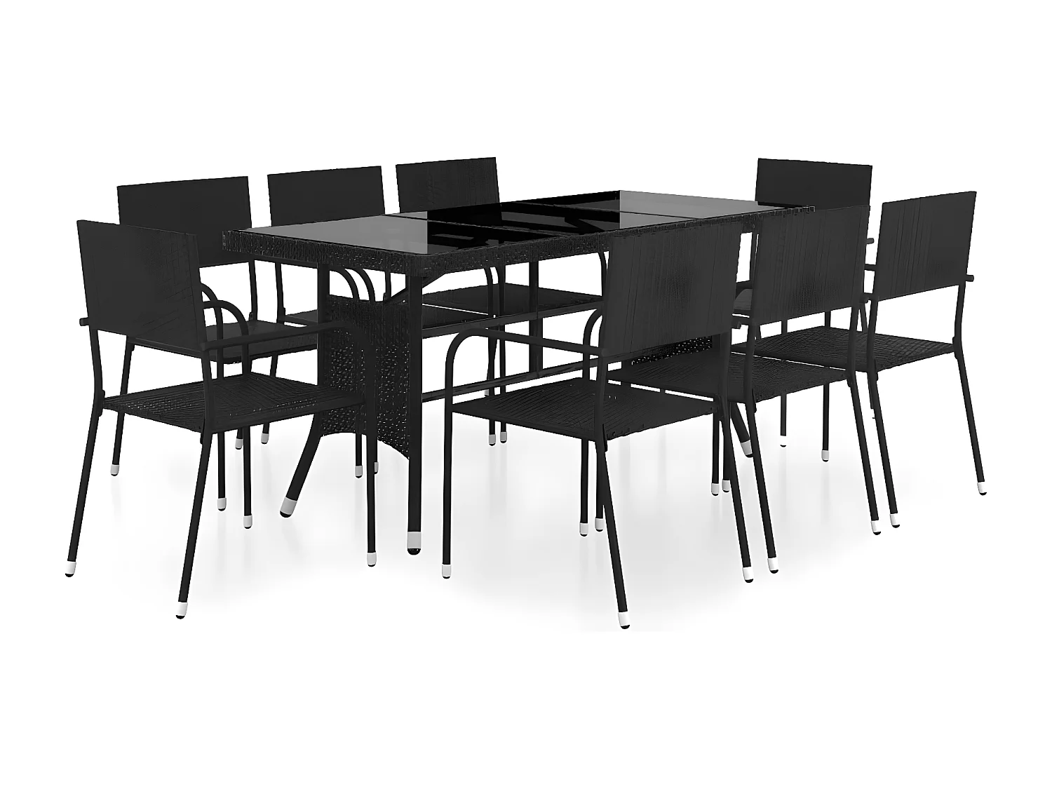 Ensemble à dîner de jardin 9 pcs Résine tressée Noir
