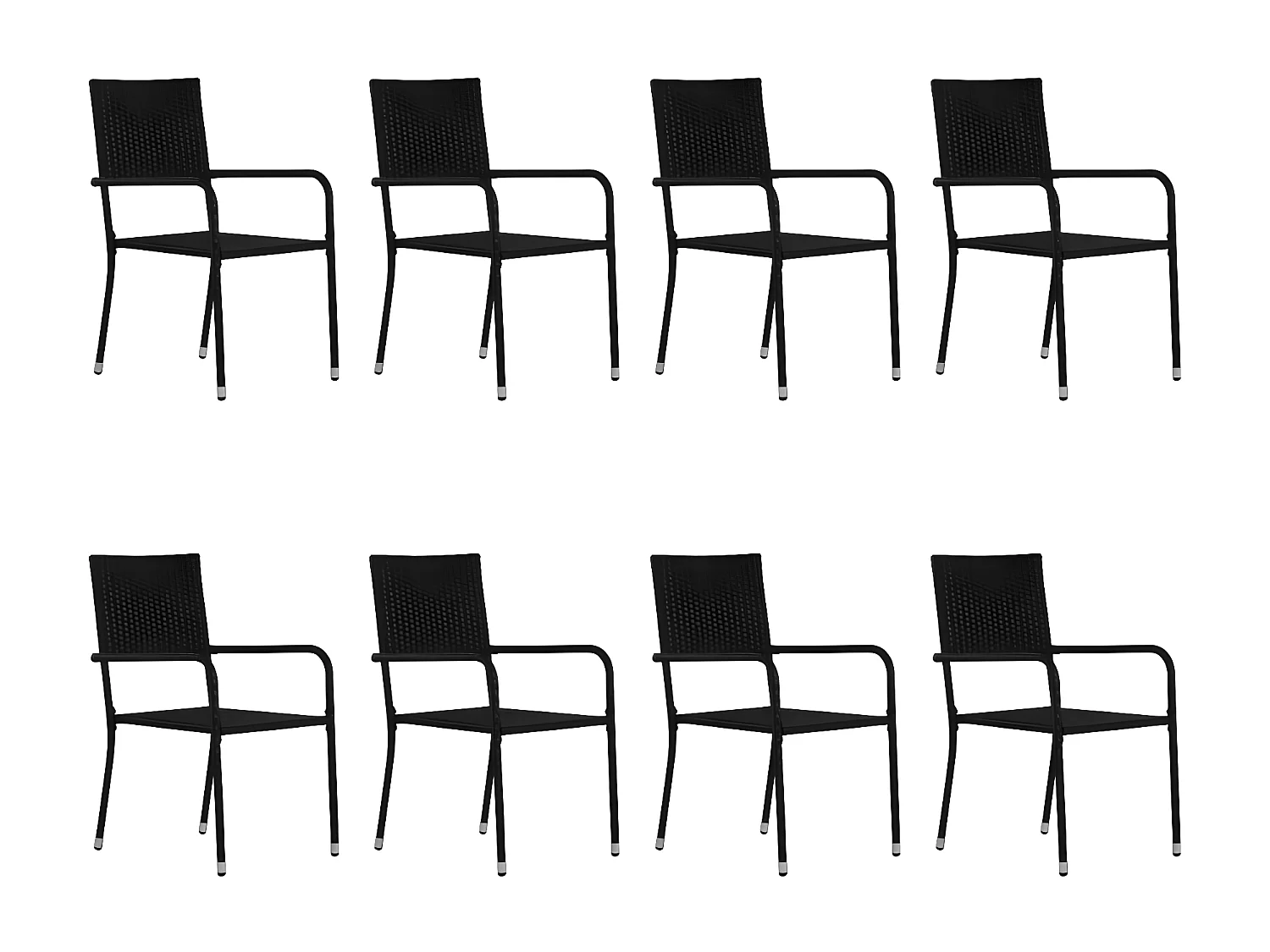 Ensemble à dîner de jardin 9 pcs Résine tressée Noir