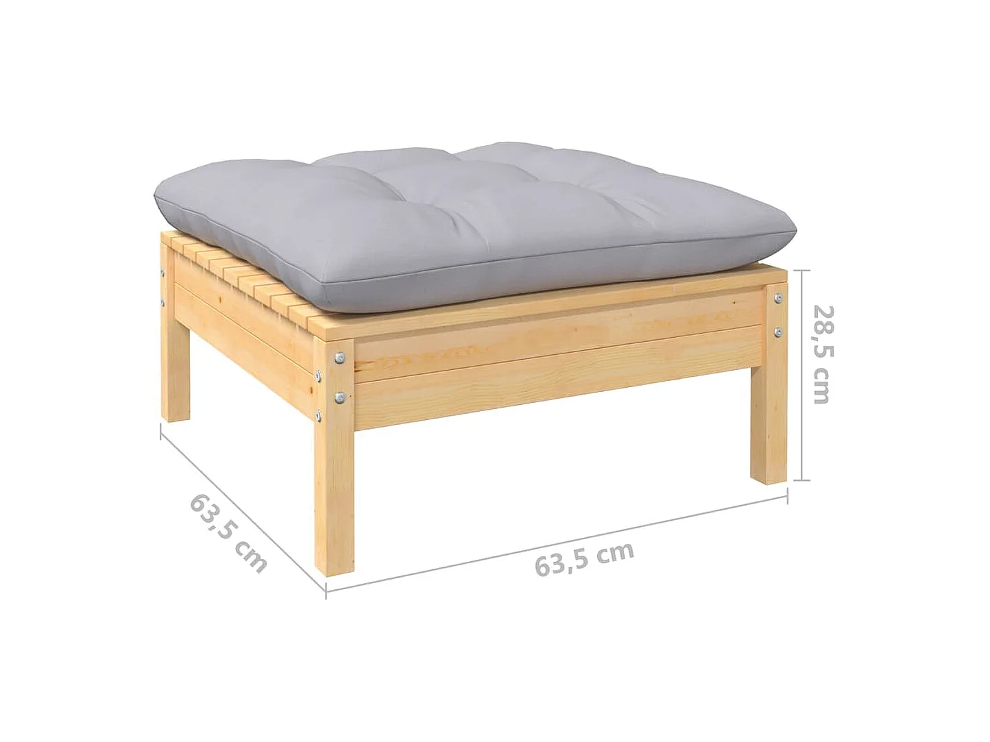 Salon de jardin 6 pcs avec coussins gris Bois de pin massif