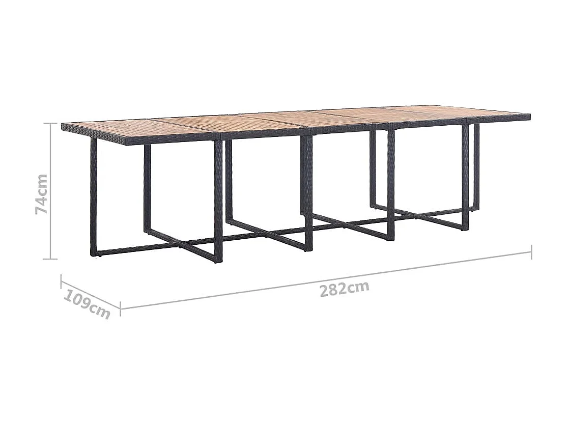 Ensemble à manger d'extérieur 15 pcs avec coussins rotin Noir