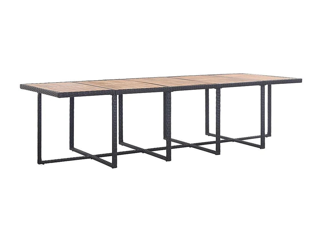 Ensemble à manger d'extérieur 15 pcs avec coussins rotin Noir