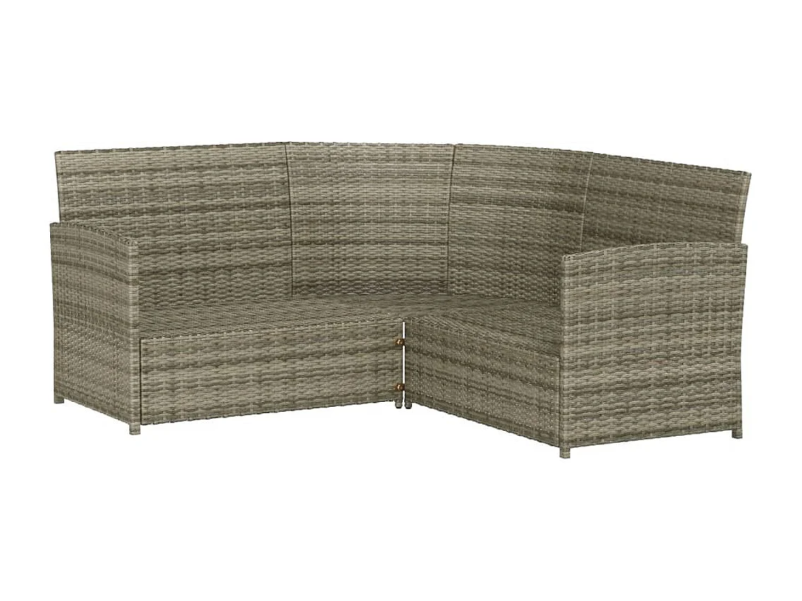 2-delige Loungeset met kussens L-vormig poly rattan grijs